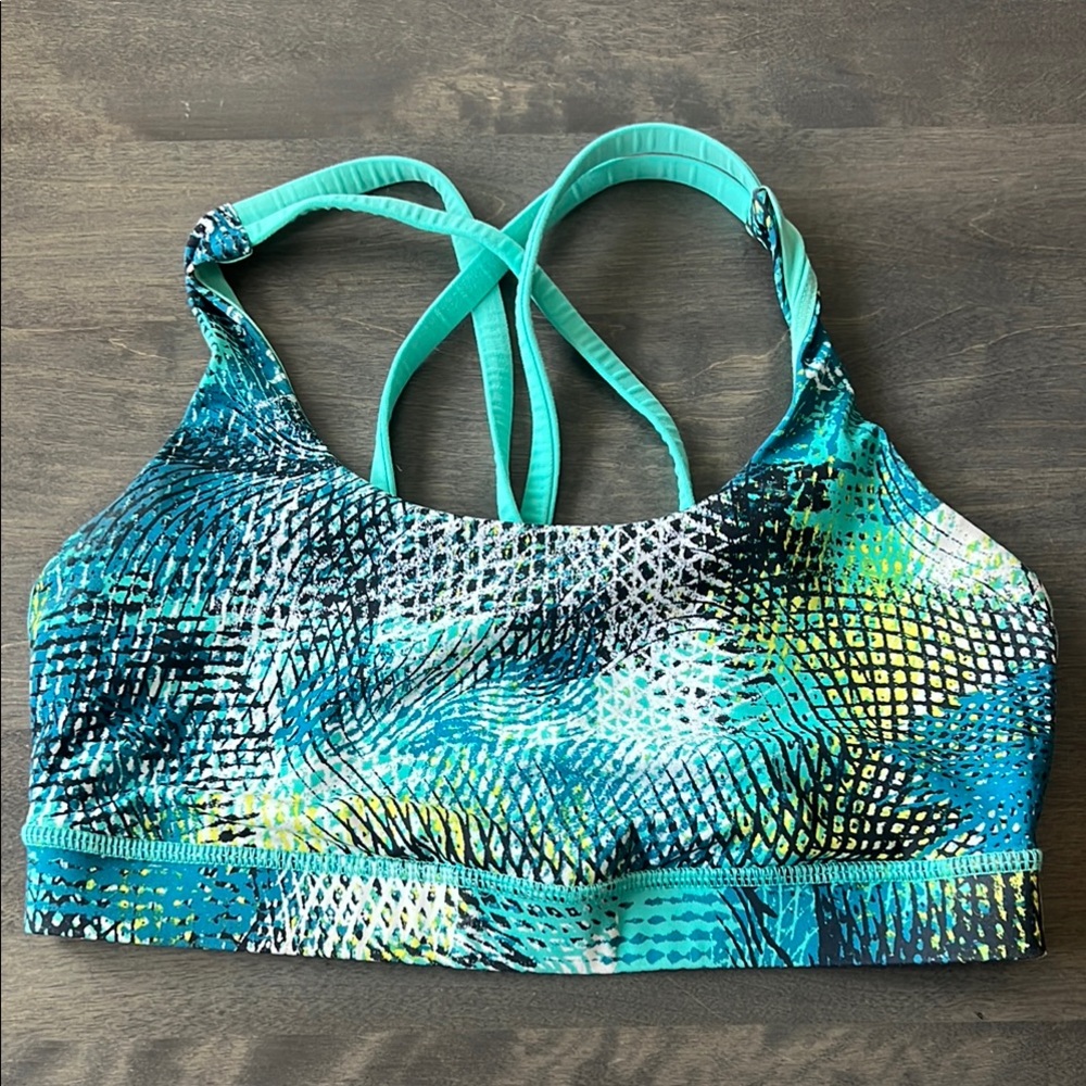 2016 lululemon Seawheeze Teal and Black Sports Bra